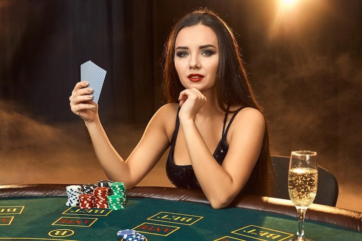 Meja blackjack live dealer di gapslot dengan kartu yang ditampilkan dan antarmuka taruhan yang jelas